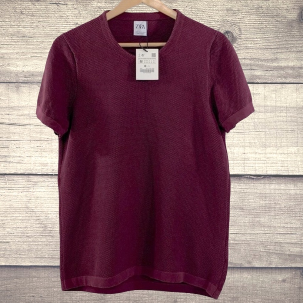 NWT- Zara Maroon Knit Top- Size Medium